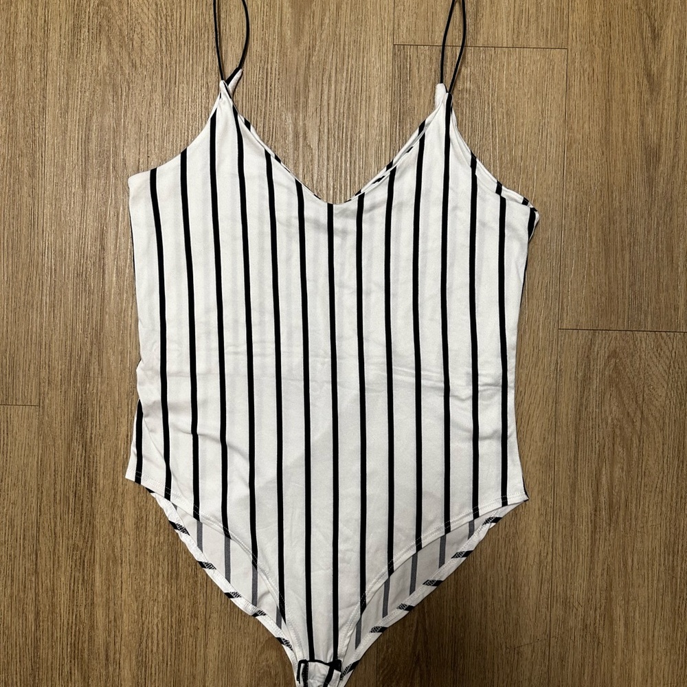 Striped Spaghetti Strap Bodysuit